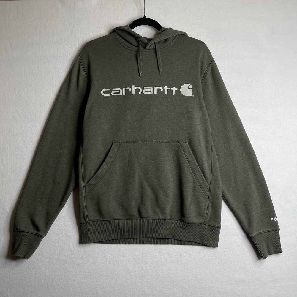 Mens Carhartt Force Hoodie Size S Green Pullover Sweatshirt Fleece 103873 Work
